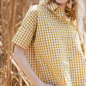 Tradlands yellow gingham button up